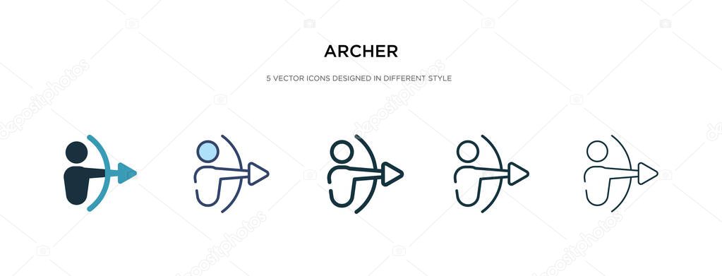 Archer icon in different style vector illustration. two colored and black archer vector icons designed in filled, outline, line and stroke style can be used for web, mobile, ui