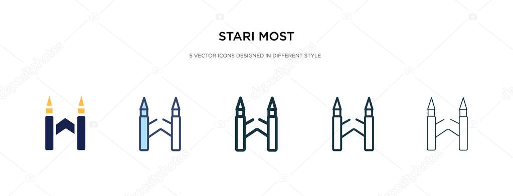 stari most icon in different style vector illustration. two colo