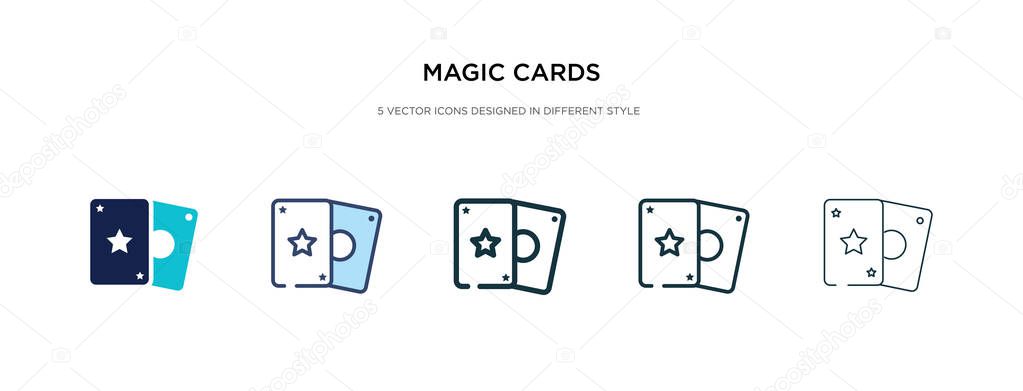 magic cards icon in different style vector illustration. two col