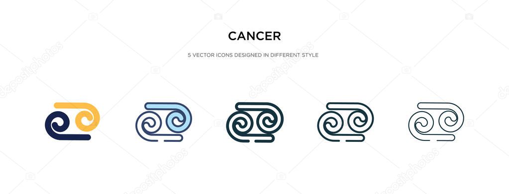cancer icon in different style vector illustration. two colored 