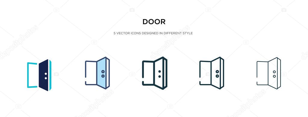 door icon in different style vector illustration. two colored an