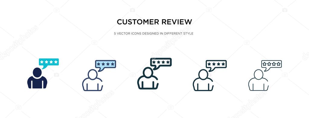 customer review icon in different style vector illustration. two