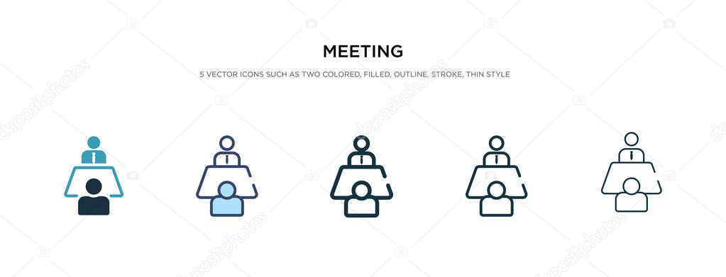 meeting icon in different style vector illustration. two colored