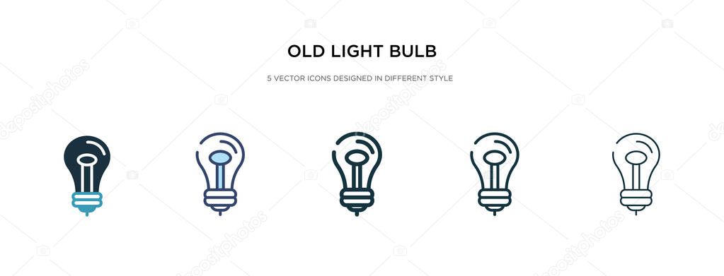 old light bulb icon in different style vector illustration. two 