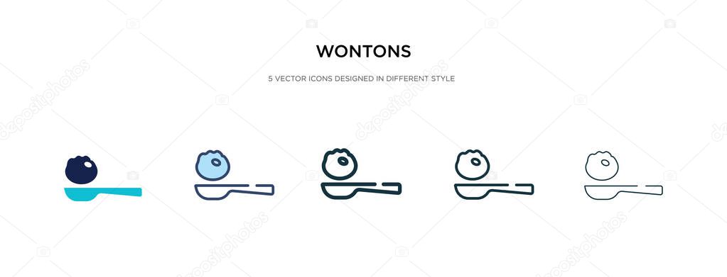 wontons icon in different style vector illustration. two colored