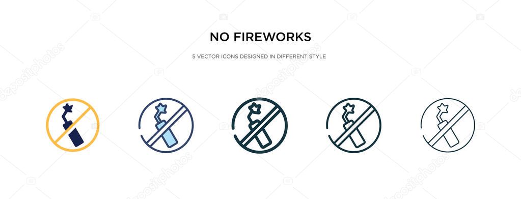 no fireworks icon in different style vector illustration. two co