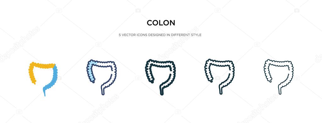 colon icon in different style vector illustration. two colored a