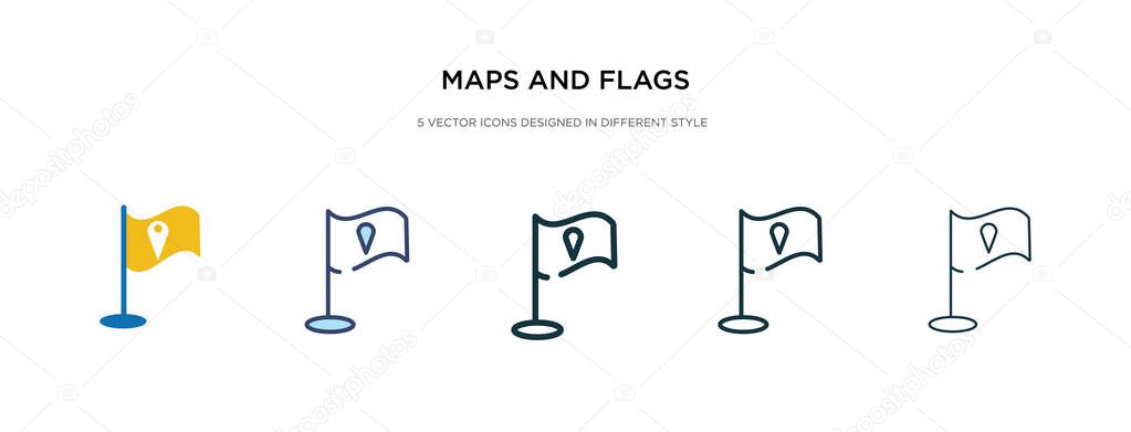 maps and flags icon in different style vector illustration. two 