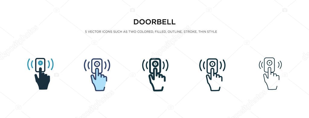 doorbell icon in different style vector illustration. two colore