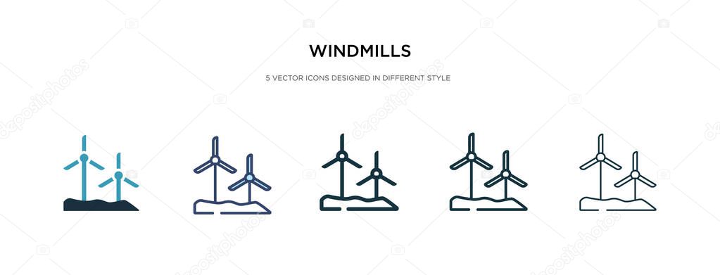 windmills icon in different style vector illustration. two color