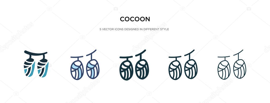 cocoon icon in different style vector illustration. two colored 