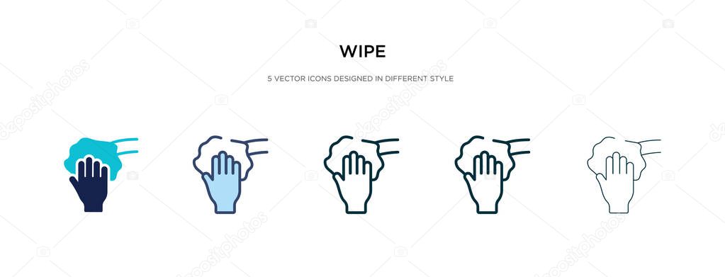 wipe icon in different style vector illustration. two colored an