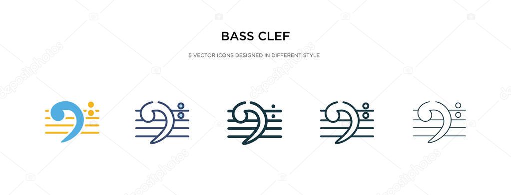 Bass clef icon in different style vector illustration. two colored and black bass clef vector icons designed in filled, outline, line and stroke style can be used for web, mobile, ui