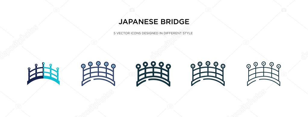 japanese bridge icon in different style vector illustration. two