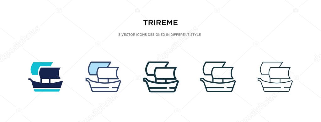 trireme icon in different style vector illustration. two colored