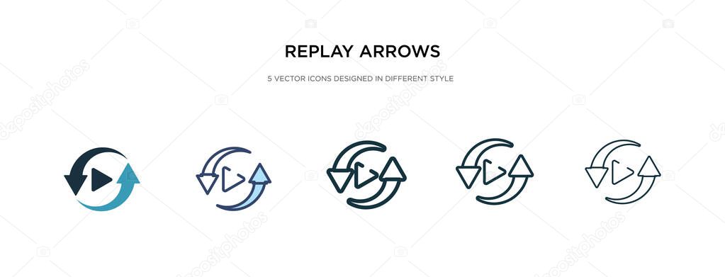 replay arrows icon in different style vector illustration. two c