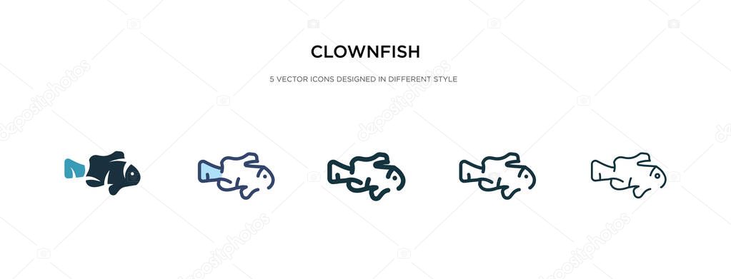 clownfish icon in different style vector illustration. two color