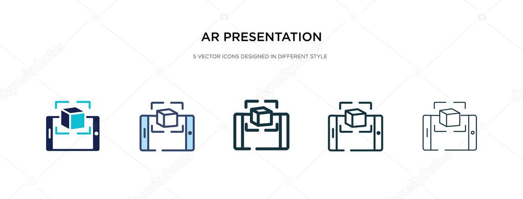ar presentation icon in different style vector illustration. two