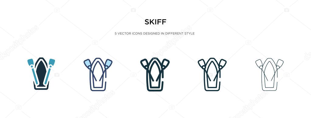 skiff icon in different style vector illustration. two colored a