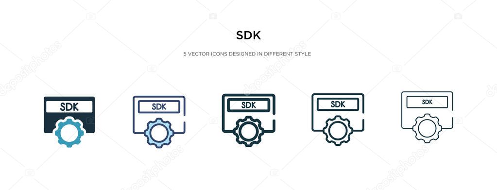 sdk icon in different style vector illustration. two colored and
