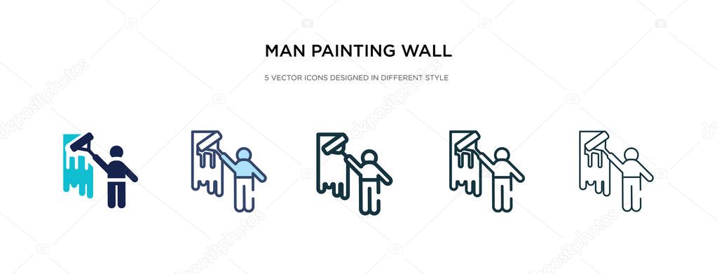 man painting wall icon in different style vector illustration. t