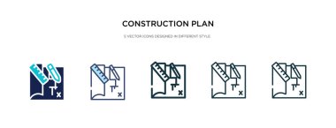 Farklı stil vektör illüstrasyonunda yapı planı simgesi. t