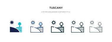 Tuscany simgesi farklı stil vektör illüstrasyonunda. iki renkli
