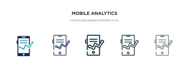 Mobil analitik simgesi farklı stil vektör illüstrasyonunda. Tw