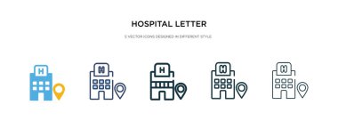 hastane harfi yuvarlak kare simgesi ve farklı biçim vektörü