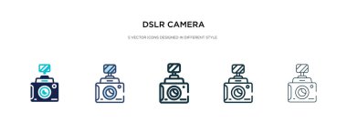 Farklı biçim vektör illüstrasyonunda dslr kamera simgesi. iki kol