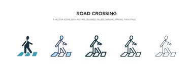 Farklı stil vektör illüstrasyonunda yol kesişim simgesi. iki c