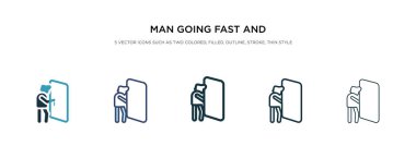 Adam hızla gidiyor ve farklı yerlerde bir kapı simgesine karşı güç kullanıyor.