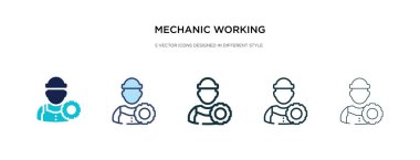 mechanic working icon in different style vector illustration. tw