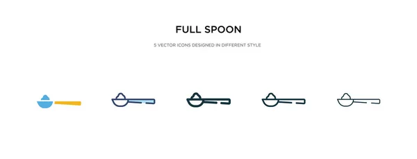 Icono de cuchara completa en la ilustración de vectores de estilo diferente. dos colo — Vector de stock