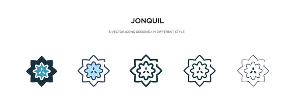 Jonquil icono en la ilustración de vectores de estilo diferente. dos colores — Vector de stock