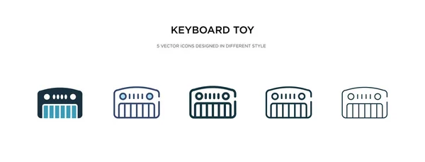 Icono del juguete del teclado en la ilustración de vectores de estilo diferente. dos co — Vector de stock