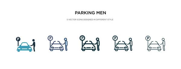 Estacionamiento de los hombres icono en la ilustración de vectores de estilo diferente. dos col — Vector de stock