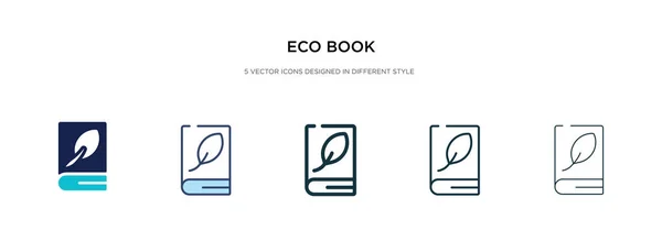 Icono de libro ecológico en la ilustración de vectores de estilo diferente. dos colores — Vector de stock