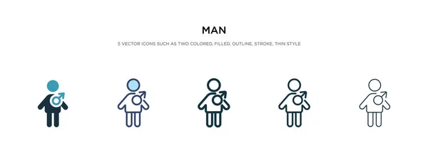Ícone do homem em ilustração vetorial de estilo diferente. dois coloridos e — Vetor de Stock