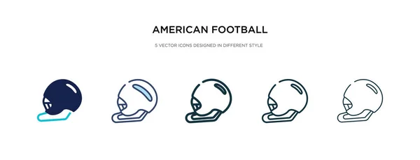 Amerikansk fotboll hjälm ikon i olika stil vektor illustra — Stock vektor