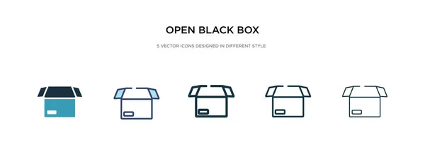 Buka ikon kotak hitam dalam ilustrasi vektor gaya yang berbeda. dua - Stok Vektor