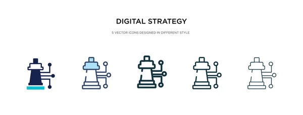 Icono de estrategia digital en la ilustración de vectores de estilo diferente. tw — Archivo Imágenes Vectoriales