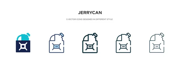 Jerrycan icono en la ilustración de vectores de diferentes estilos. dos colores — Vector de stock