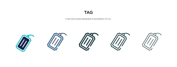 Icono de etiqueta en la ilustración de vectores de estilo diferente. dos colores y — Vector de stock