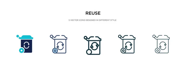 Icono de reutilización en la ilustración de vectores de estilo diferente. dos colores a — Vector de stock