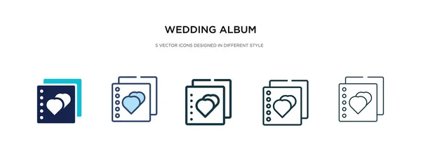 Icono del álbum de boda en la ilustración de vectores de estilo diferente. dos c — Vector de stock