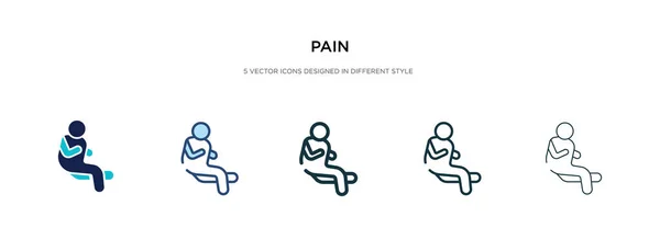 Icono de dolor en la ilustración de vectores de estilo diferente. dos de color un — Vector de stock