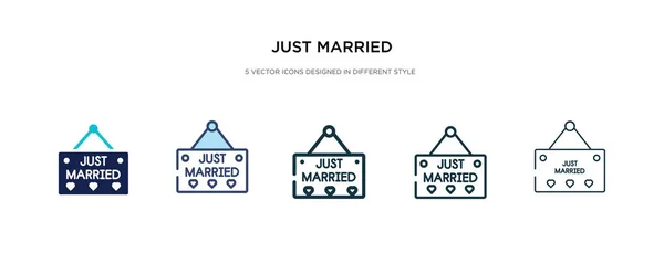 Juste marié icône dans l'illustration vectorielle de style différent. deux co — Image vectorielle