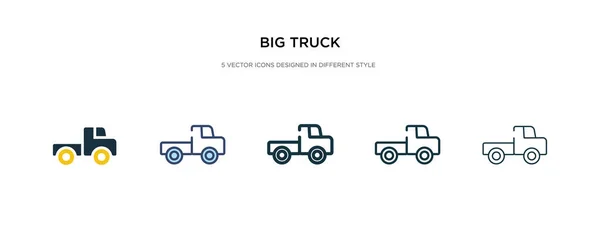 Ikon truk besar dengan gaya gambar vektor yang berbeda. dua warna - Stok Vektor