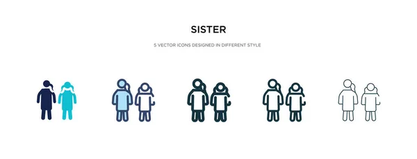 Icono de hermana en la ilustración de vectores de estilo diferente. dos colores — Vector de stock
